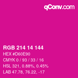 カラーコード: RGB 214 14 144 | qconv.com