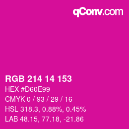 カラーコード: RGB 214 14 153 | qconv.com