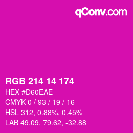 Color code: RGB 214 14 174 | qconv.com