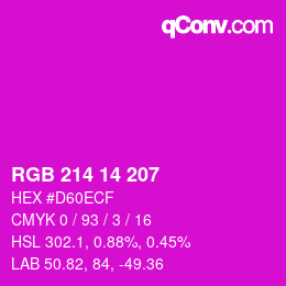 Color code: RGB 214 14 207 | qconv.com