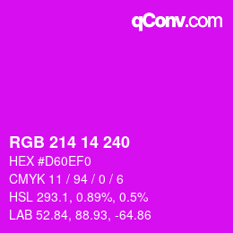 Color code: RGB 214 14 240 | qconv.com
