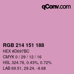 カラーコード: RGB 214 151 188 | qconv.com