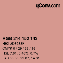Color code: RGB 214 152 143 | qconv.com