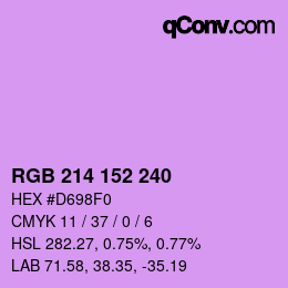 カラーコード: RGB 214 152 240 | qconv.com