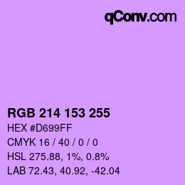 Color code: RGB 214 153 255 | qconv.com