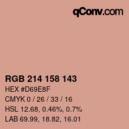 颜色代码: RGB 214 158 143 | qconv.com
