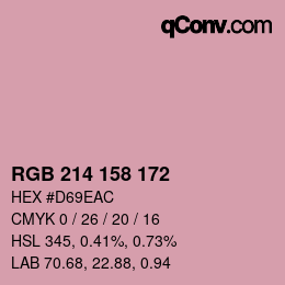 カラーコード: RGB 214 158 172 | qconv.com