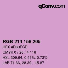 カラーコード: RGB 214 158 205 | qconv.com