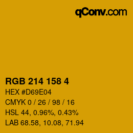 Color code: RGB 214 158 4 | qconv.com