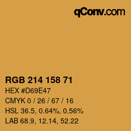 Color code: RGB 214 158 71 | qconv.com