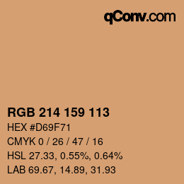 颜色代码: RGB 214 159 113 | qconv.com