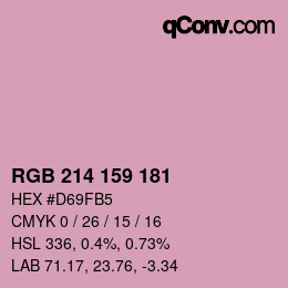 颜色代码: RGB 214 159 181 | qconv.com