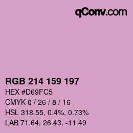 カラーコード: RGB 214 159 197 | qconv.com