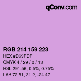 カラーコード: RGB 214 159 223 | qconv.com