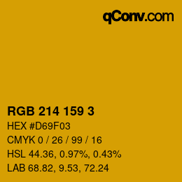 カラーコード: RGB 214 159 3 | qconv.com