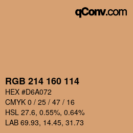 Color code: RGB 214 160 114 | qconv.com