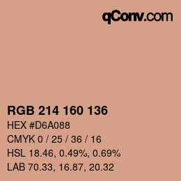 Color code: RGB 214 160 136 | qconv.com