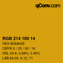 Color code: RGB 214 160 14 | qconv.com