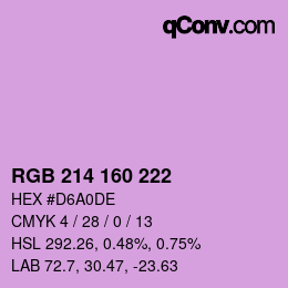 Color code: RGB 214 160 222 | qconv.com