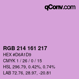 Color code: RGB 214 161 217 | qconv.com