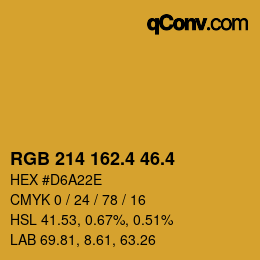 カラーコード: RGB 214 162.4 46.4 | qconv.com