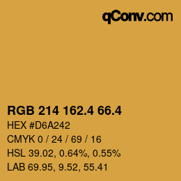 カラーコード: RGB 214 162.4 66.4 | qconv.com