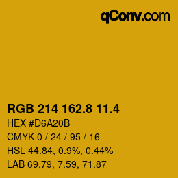 カラーコード: RGB 214 162.8 11.4 | qconv.com