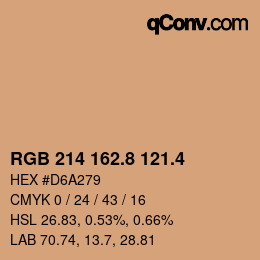 カラーコード: RGB 214 162.8 121.4 | qconv.com
