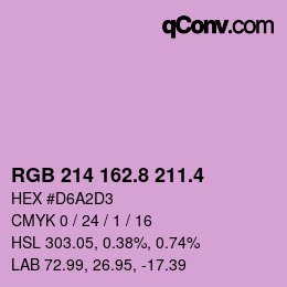 カラーコード: RGB 214 162.8 211.4 | qconv.com