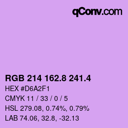 カラーコード: RGB 214 162.8 241.4 | qconv.com