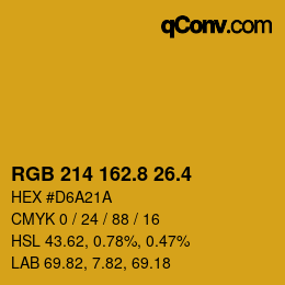 カラーコード: RGB 214 162.8 26.4 | qconv.com