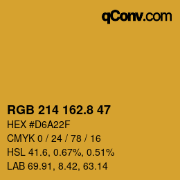 Color code: RGB 214 162.8 47 | qconv.com