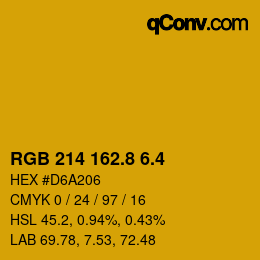 カラーコード: RGB 214 162.8 6.4 | qconv.com