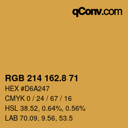 Color code: RGB 214 162.8 71 | qconv.com