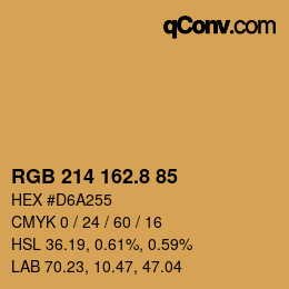 Color code: RGB 214 162.8 85 | qconv.com
