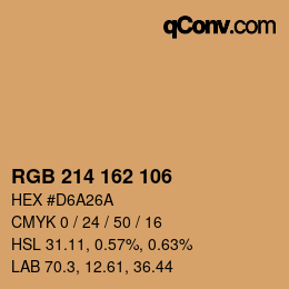 Color code: RGB 214 162 106 | qconv.com