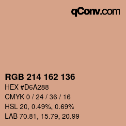 颜色代码: RGB 214 162 136 | qconv.com