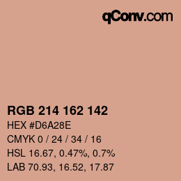Color code: RGB 214 162 142 | qconv.com