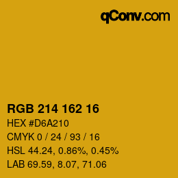 カラーコード: RGB 214 162 16 | qconv.com