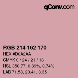 カラーコード: RGB 214 162 170 | qconv.com