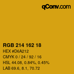 カラーコード: RGB 214 162 18 | qconv.com