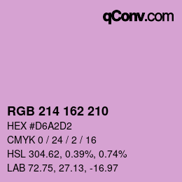 Color code: RGB 214 162 210 | qconv.com