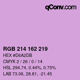 カラーコード: RGB 214 162 219 | qconv.com