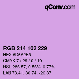 Color code: RGB 214 162 229 | qconv.com