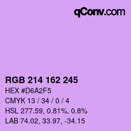 Color code: RGB 214 162 245 | qconv.com