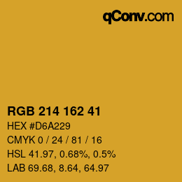 颜色代码: RGB 214 162 41 | qconv.com