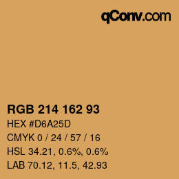 カラーコード: RGB 214 162 93 | qconv.com