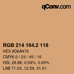 カラーコード: RGB 214 164.2 118 | qconv.com