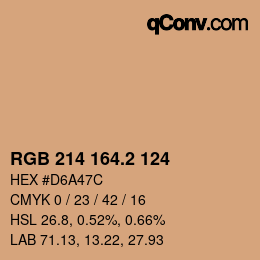 カラーコード: RGB 214 164.2 124 | qconv.com