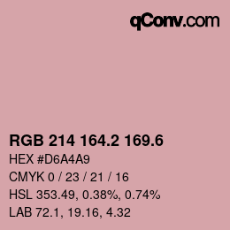 カラーコード: RGB 214 164.2 169.6 | qconv.com